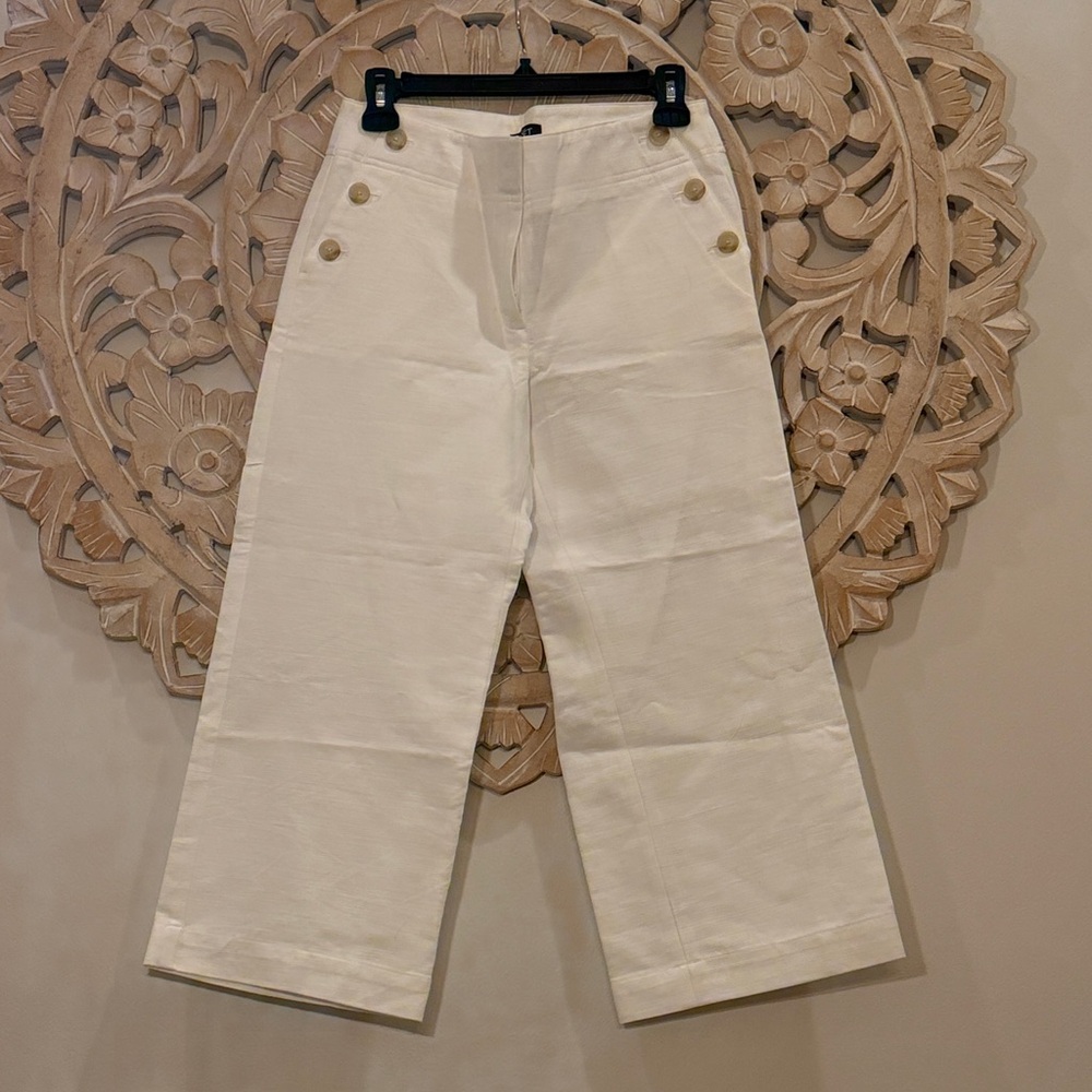 Loft white wide leg cropped trouser
